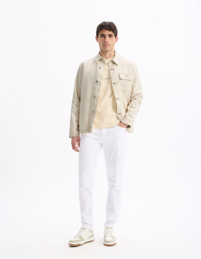 Celio Veste En Jean Doublé Sherpa - écru