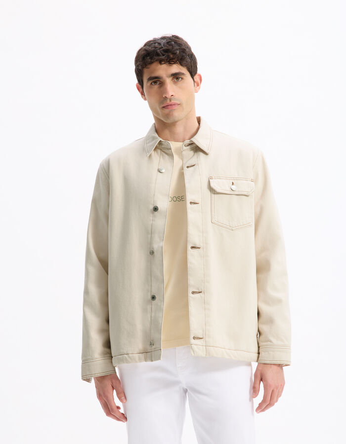 Celio Veste En Jean Doublé Sherpa - écru