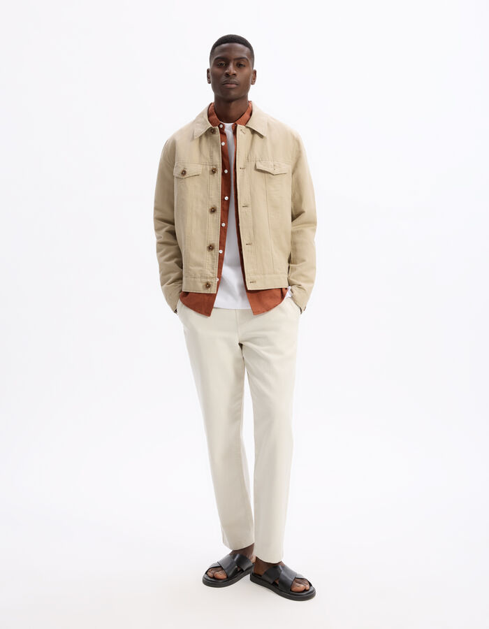 Celio Veste En Lin Et Coton - Beige