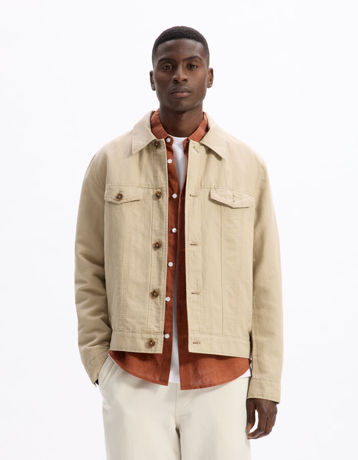 Celio Veste En Lin Et Coton - Beige