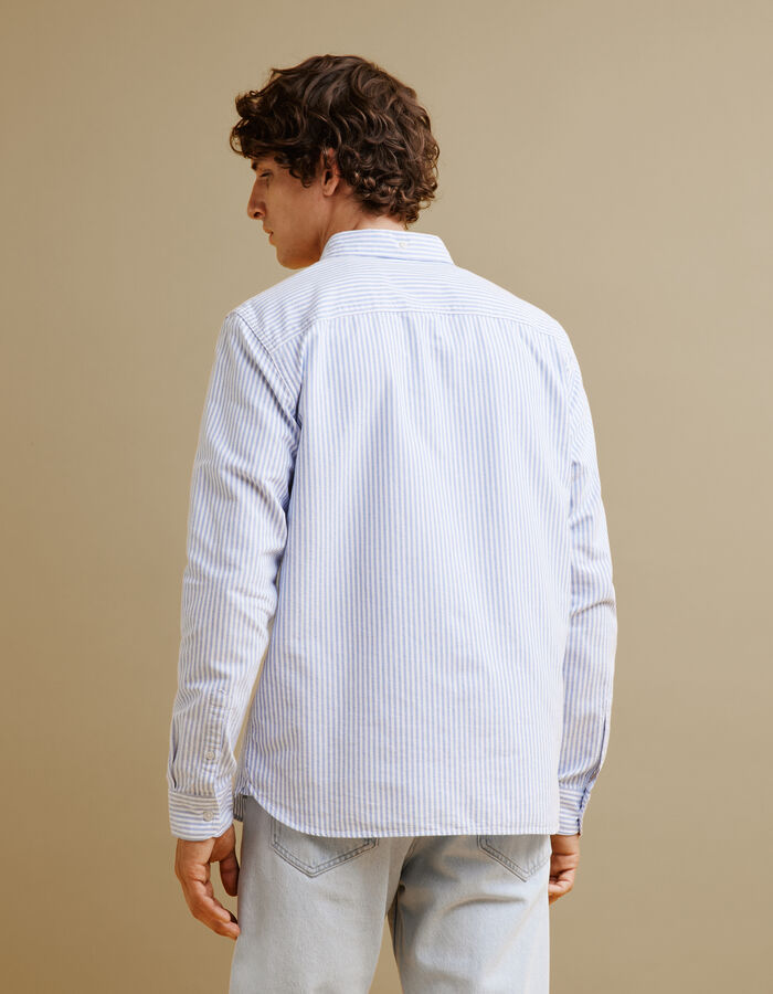Celio Chemise Regular à Rayures En Coton Oxford - Bleu