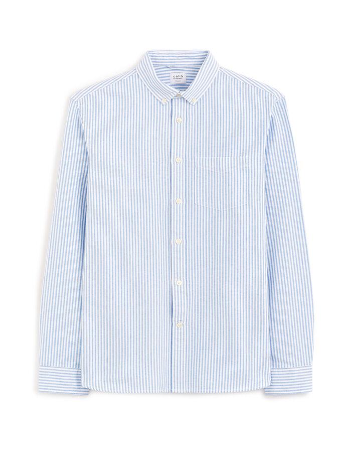 celio Chemise regular à rayures en coton oxford - bleu