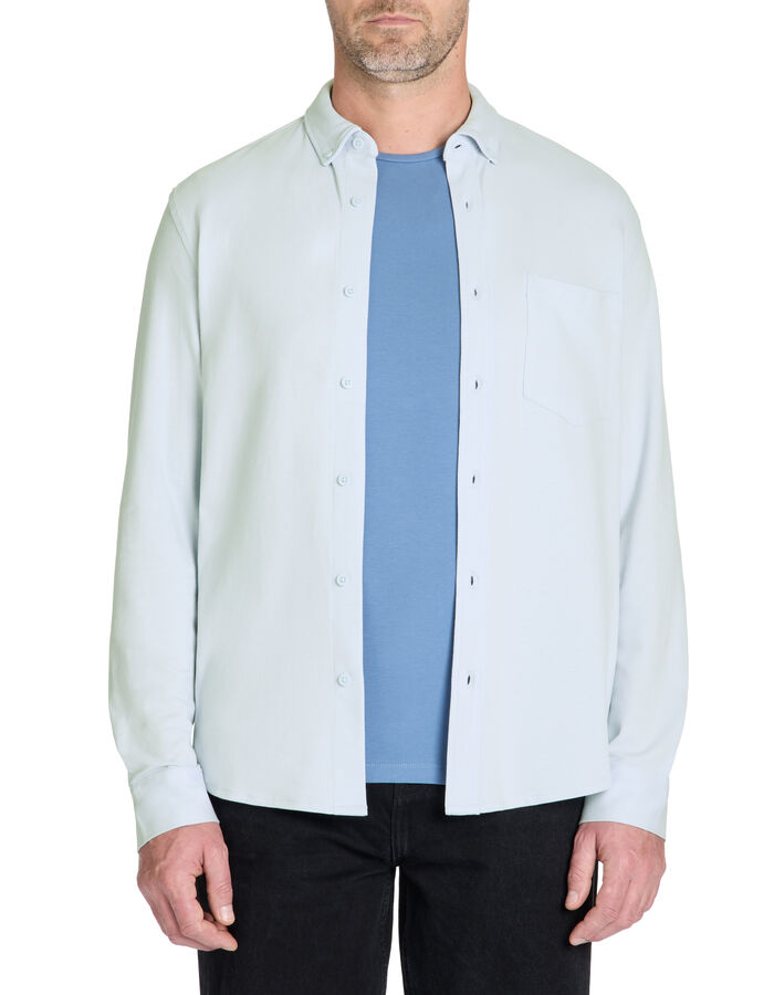 Celio Chemise Regular Piqué Coton Stretch - Bleu Clair