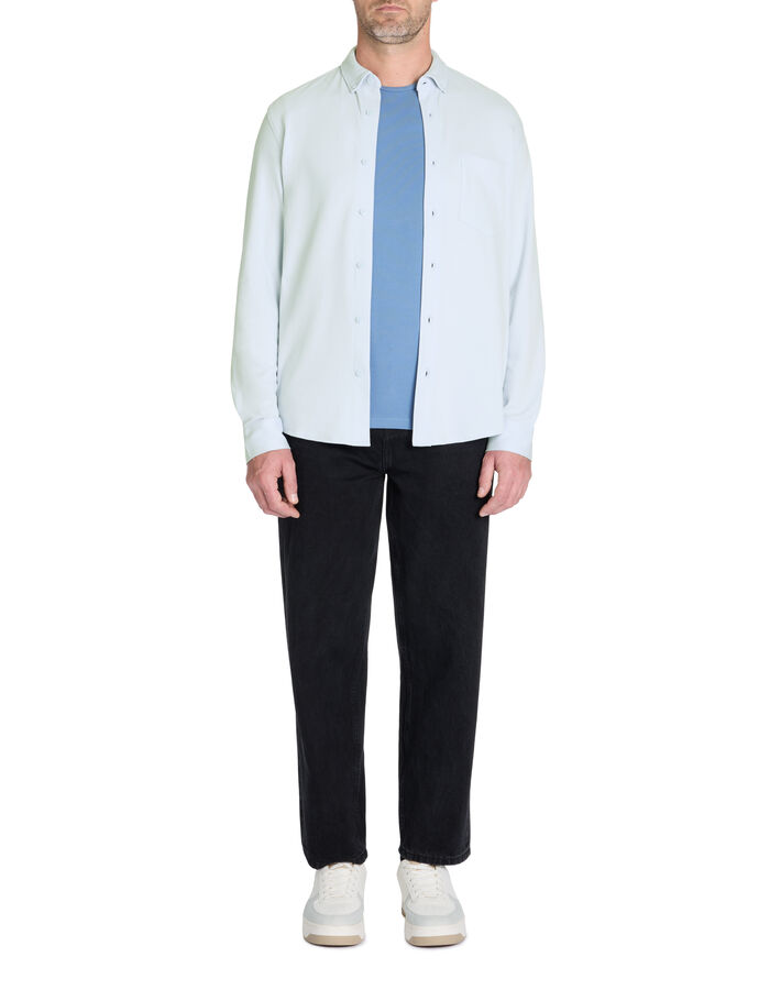 Celio Chemise Regular Piqué Coton Stretch - Bleu Clair