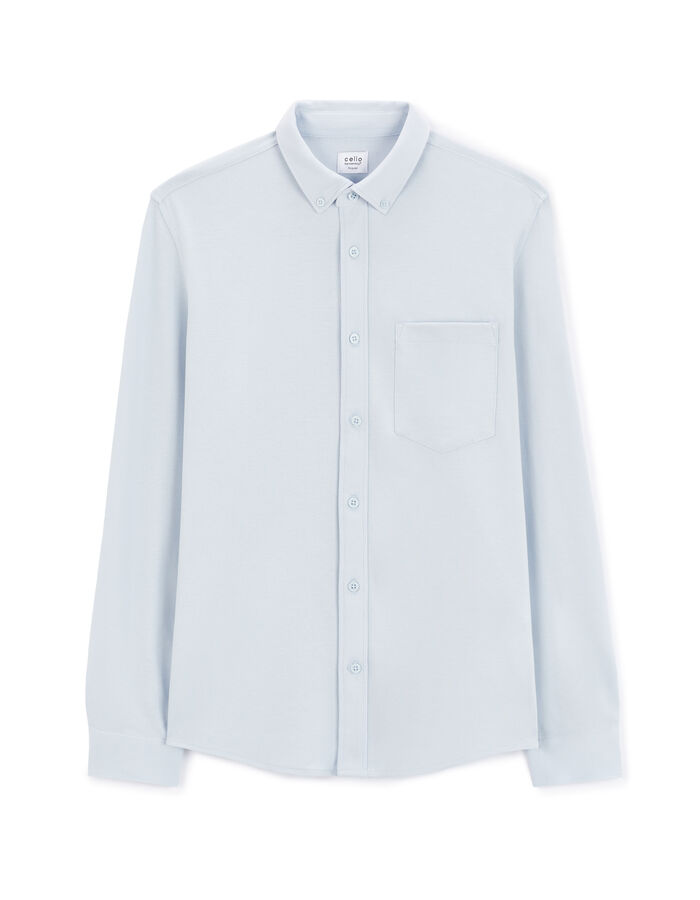 celio Chemise regular piqué coton stretch - bleu clair
