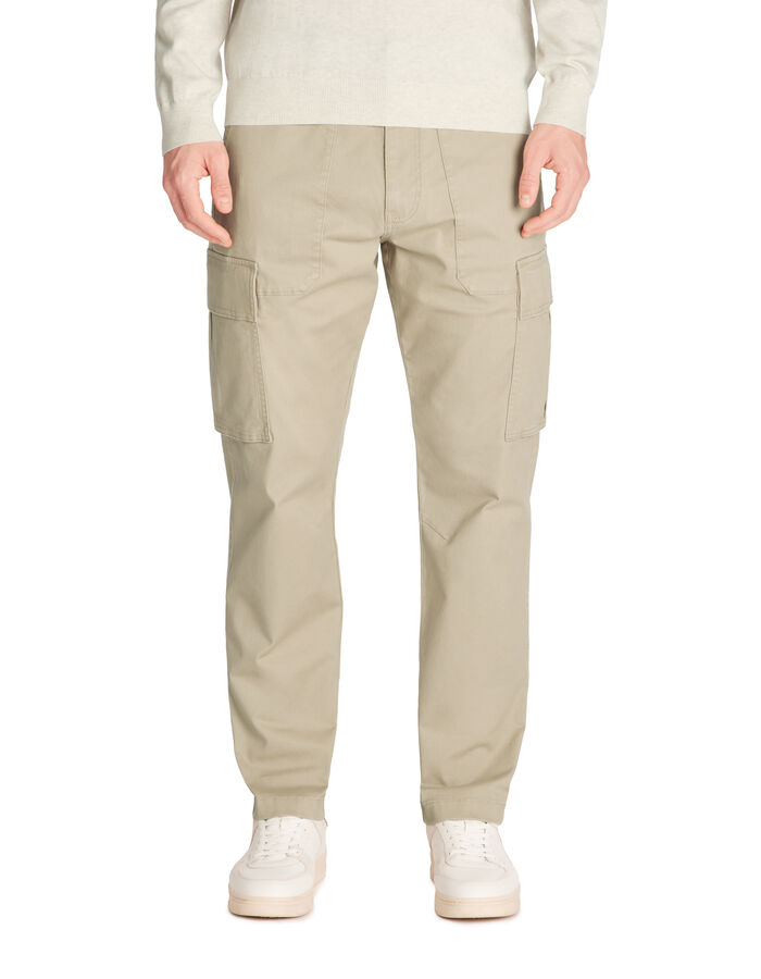 Celio Pantalon Cargo Straight En Coton Stretch - Beige