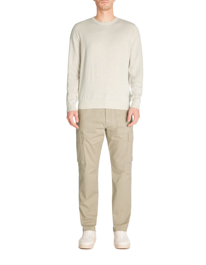 Celio Pantalon Cargo Straight En Coton Stretch - Beige