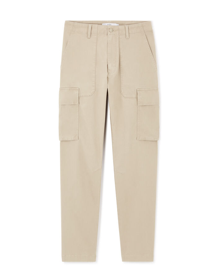 celio Pantalon cargo straight en coton stretch - beige