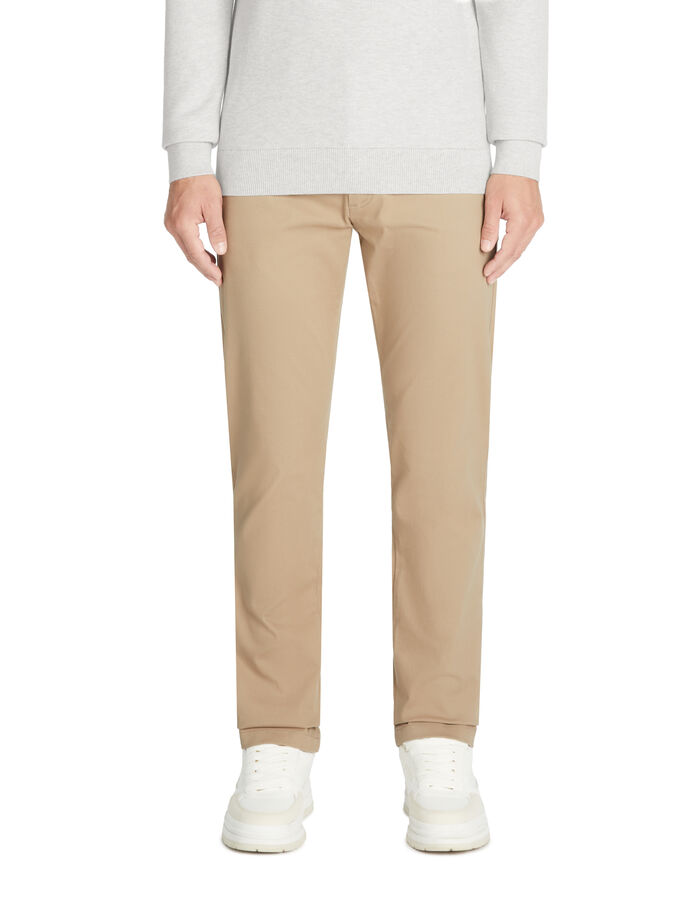 Celio Pantalon Chino Straight En Coton Stretch - Beige