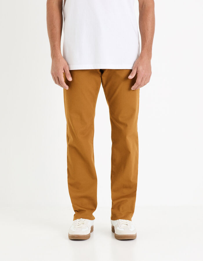 Celio Pantalon Chino Straight En Coton Stretch - Caramel
