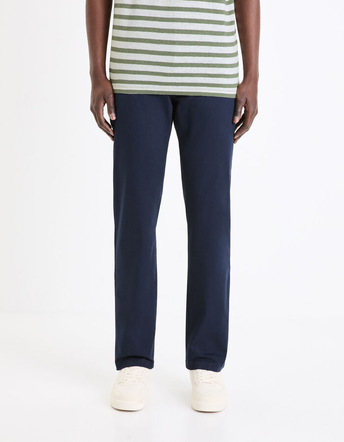 Celio Pantalon Chino Straight En Coton Stretch - Marine