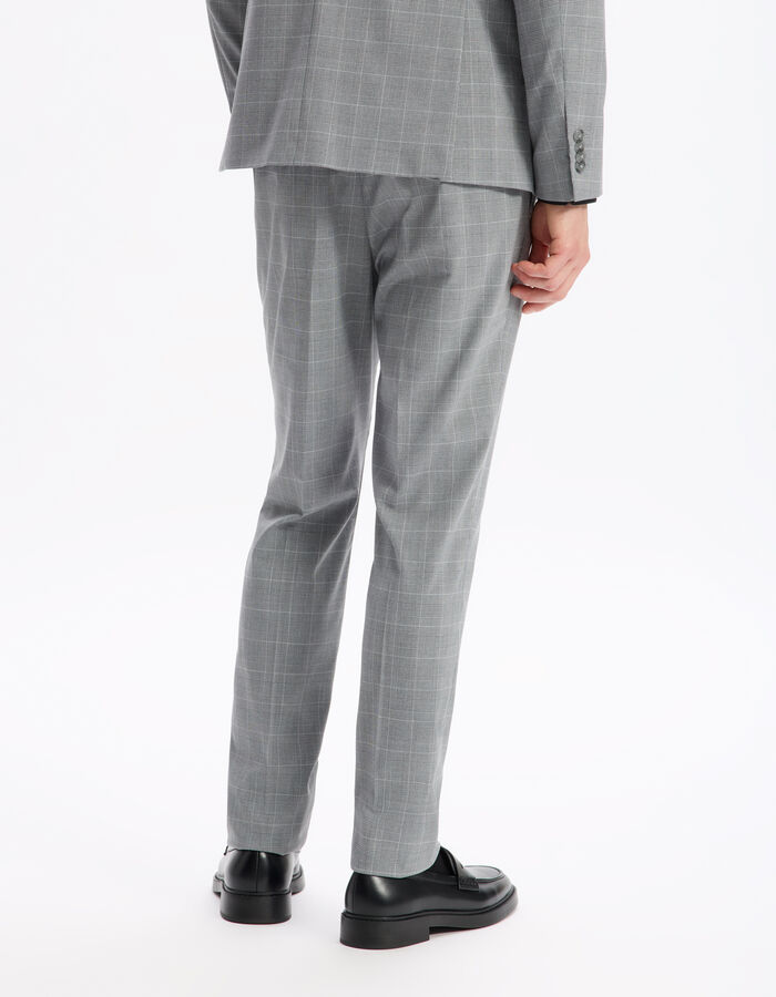 Celio Pantalon De Costume Slim Stretch à Carreaux - Gris