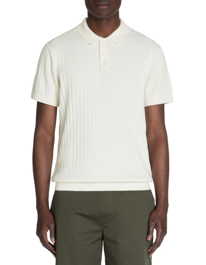 Celio Polo Regular En Maille Texturée Coton Mélangé - écru