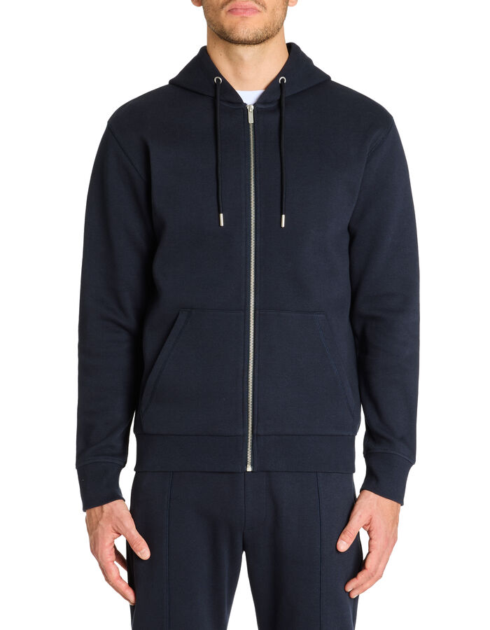 Celio Sweat Zippé Capuche Regular Coton Mélangé - Marine