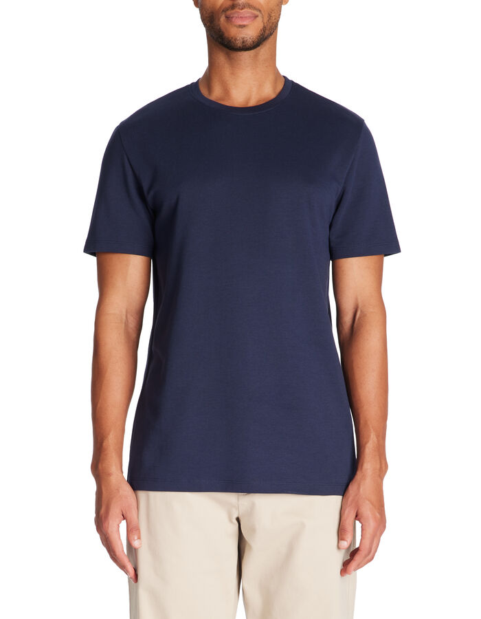Celio T-shirt Straight Col Rond Coton Mélangé - Marine