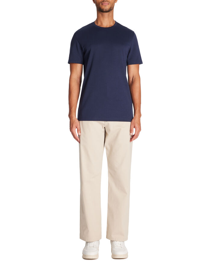 Celio T-shirt Straight Col Rond Coton Mélangé - Marine