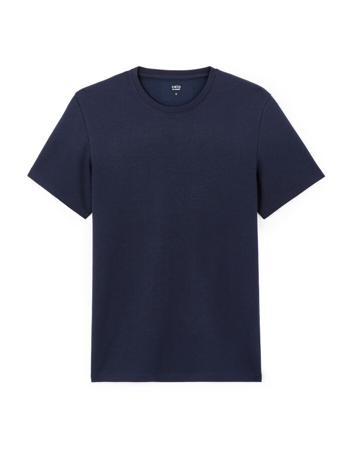 celio T-shirt straight col rond coton mélangé - marine