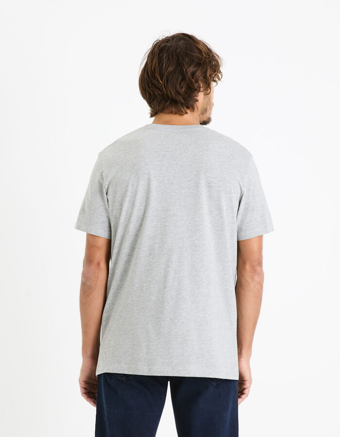 Celio T-shirt Straight Col Rond En Coton Mélangé - Gris Chiné