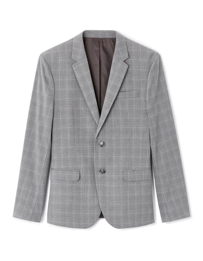 Celio Veste De Costume Slim Stretch à Carreaux - Gris