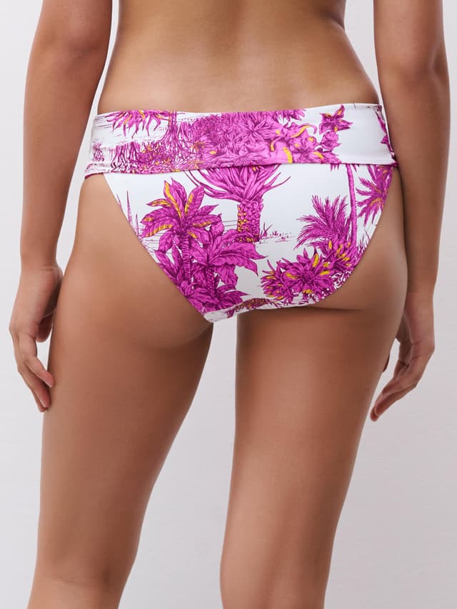 Chantelle Bas De Maillot De Bain Ajustable Culotte Taille Haute - Jungle Blanche - Sauvage