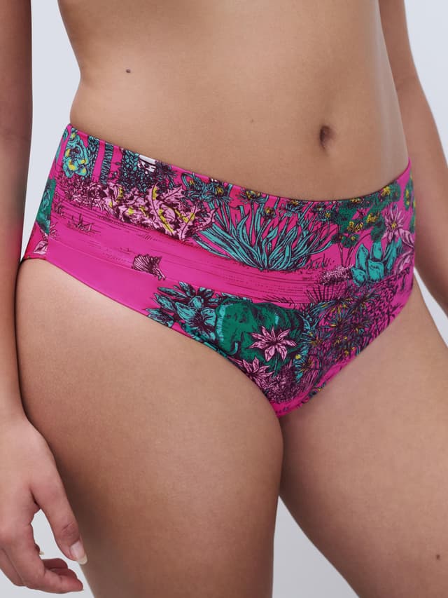 Chantelle Bas De Maillot De Bain Ajustable Culotte Taille Haute - Jungle Rose - Sauvage