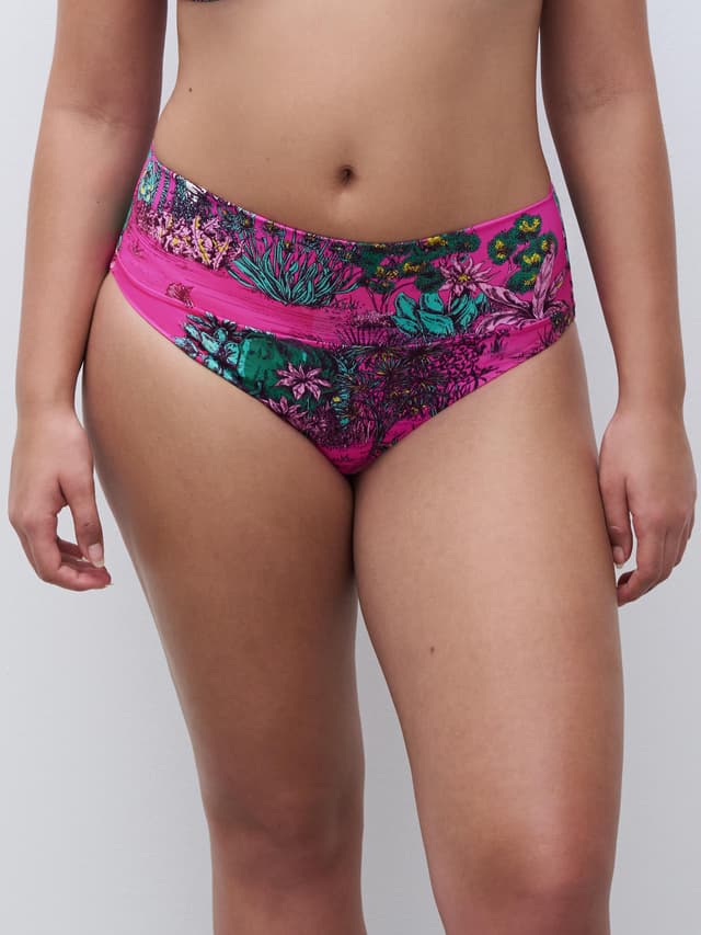 chantelle Bas de maillot de bain ajustable culotte taille haute - Jungle rose - Sauvage