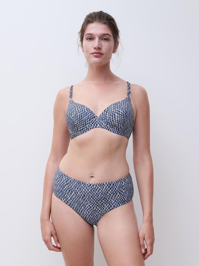 Chantelle Bas De Maillot De Bain Culotte Taille Haute - Bleu Reptile - Tidra