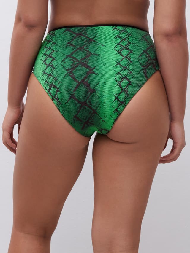 Chantelle Bas De Maillot De Bain Culotte Taille Haute - Python Vert - Totem