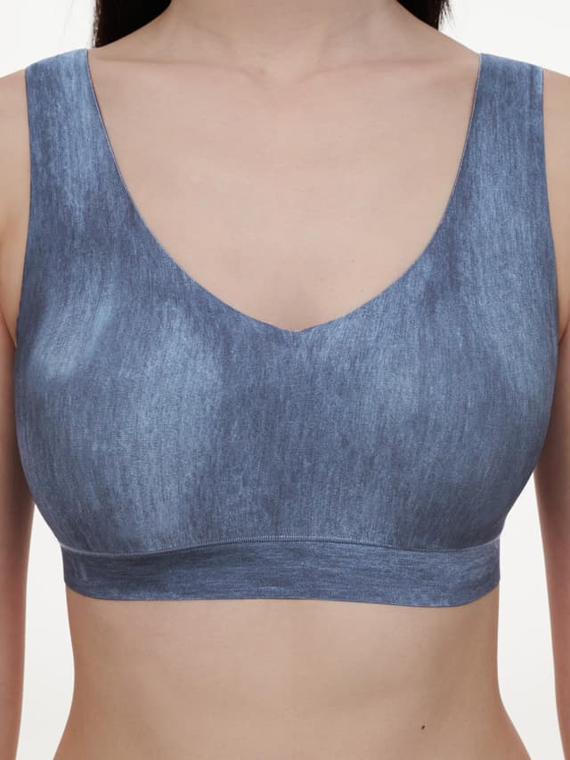 Chantelle Brassière Coques V Neck - Imprimé Denim Bleu - SoftStretch