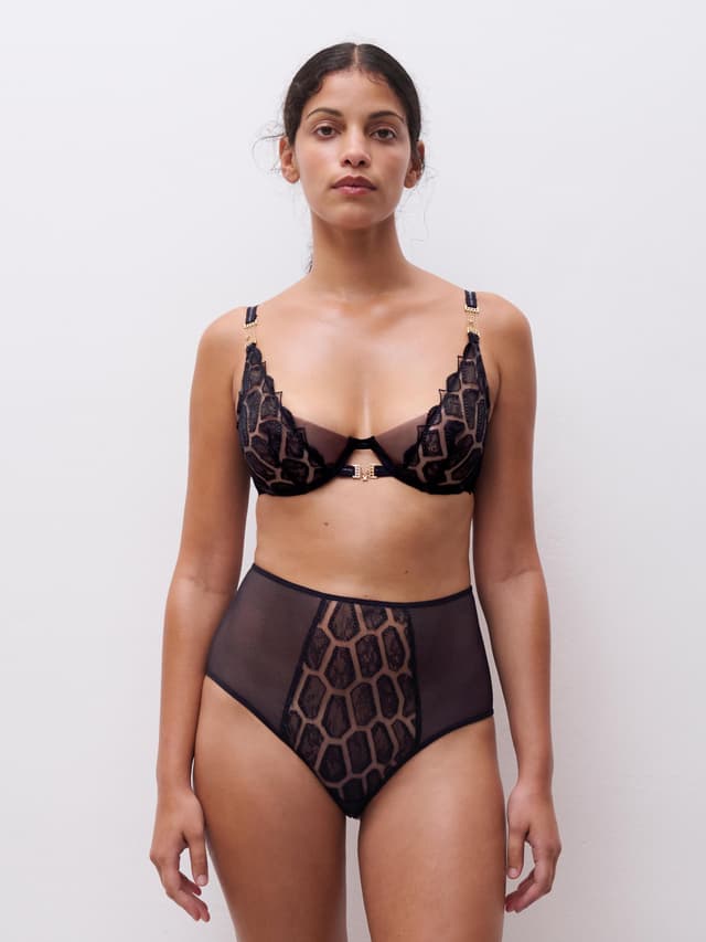 Chantelle Culotte Taille Haute - Noir - Reptilia
