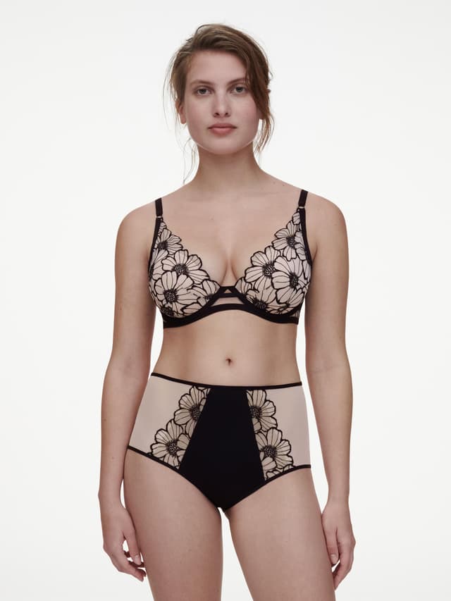 Chantelle Culotte Taille Haute - Noir / Rose Pâle - Lush