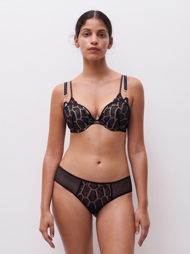 Chantelle Shorty Dégagé - Noir - Reptilia