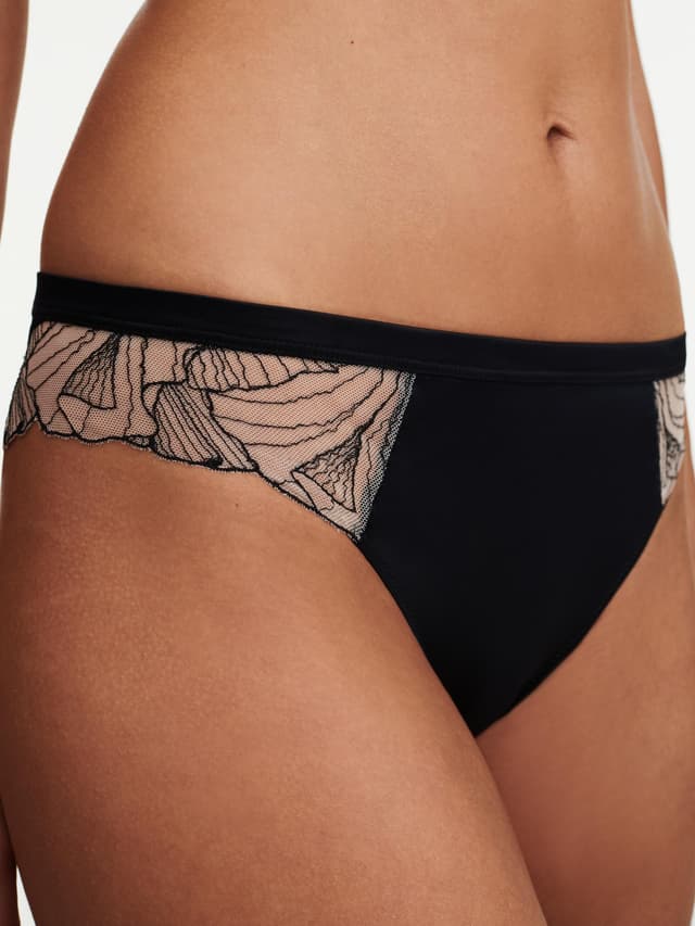 Chantelle Slip Dégagé - Noir / Beige Doré - Tattoo Love