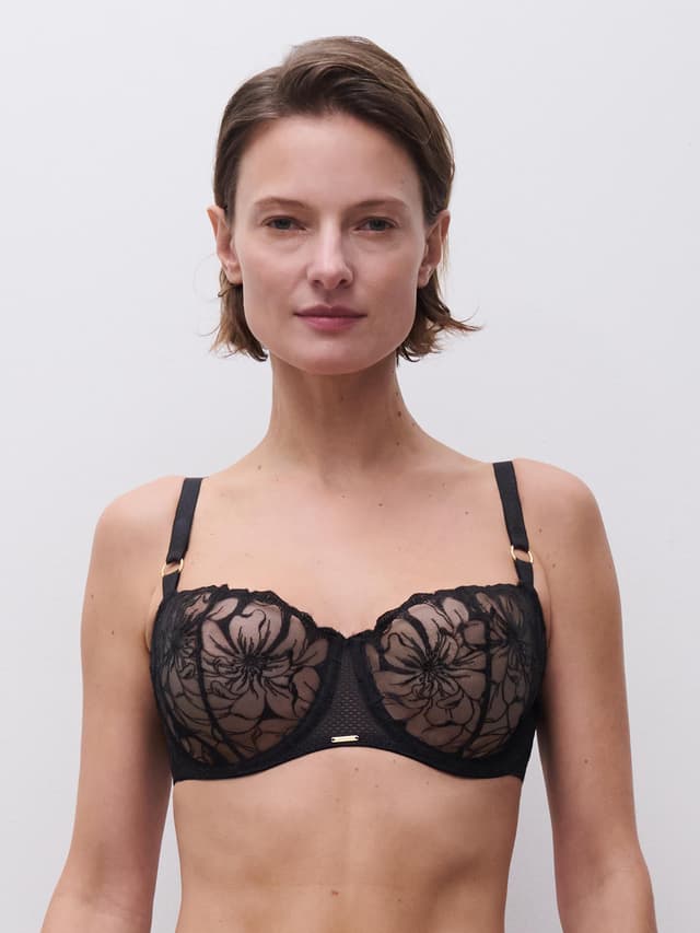 chantelle Soutien-gorge corbeille - Noir - Fleurs