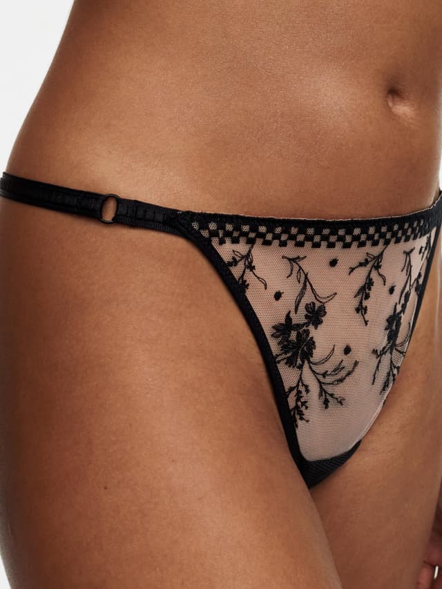 Chantelle String - Beige Doré / Noir - Suzy