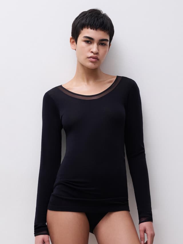 chantelle T-shirt manches longues - Noir - Juliana