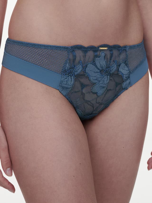 Chantelle Tanga - Bleu Jeans Denim - Fleurs Signature