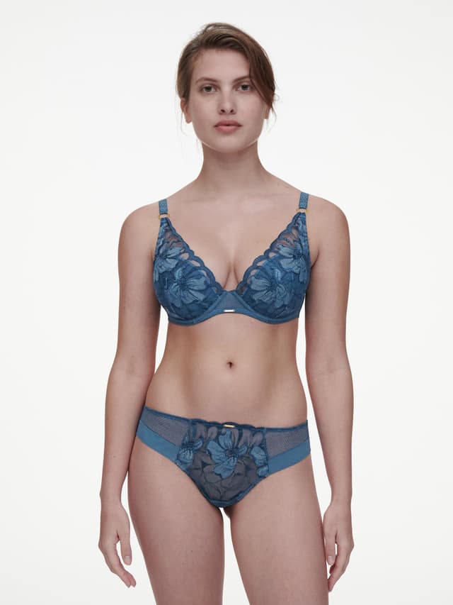 Chantelle Tanga - Bleu Jeans Denim - Fleurs Signature