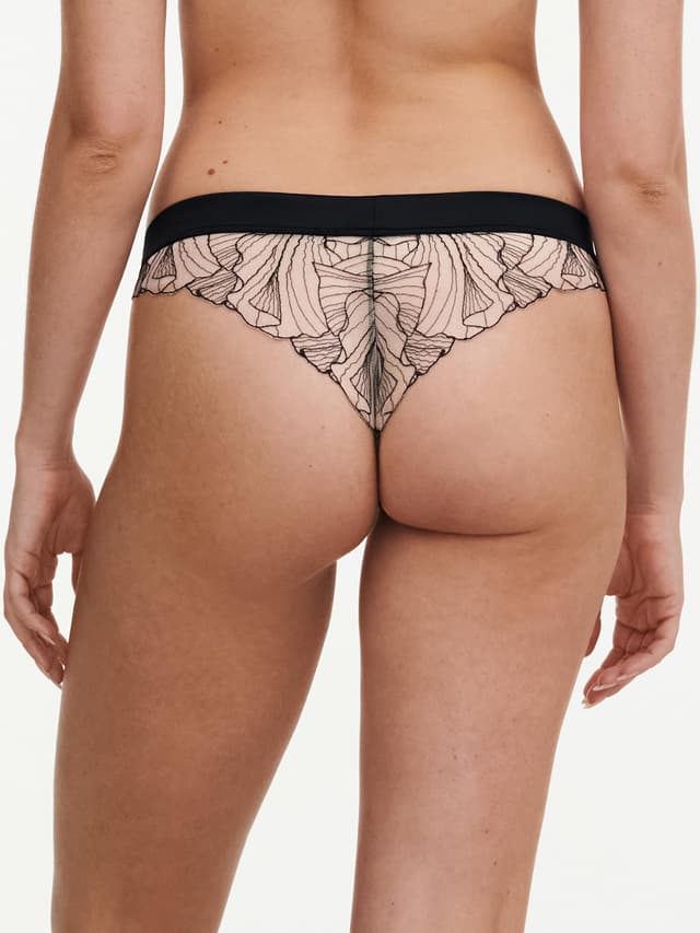 Chantelle Tanga - Noir / Beige Doré - Tattoo Love