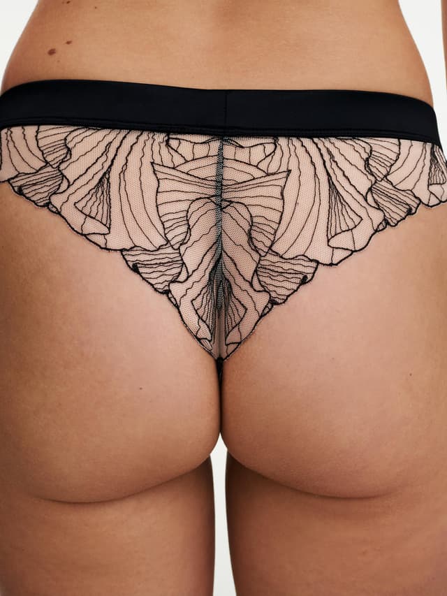 Chantelle Tanga - Noir / Beige Doré - Tattoo Love