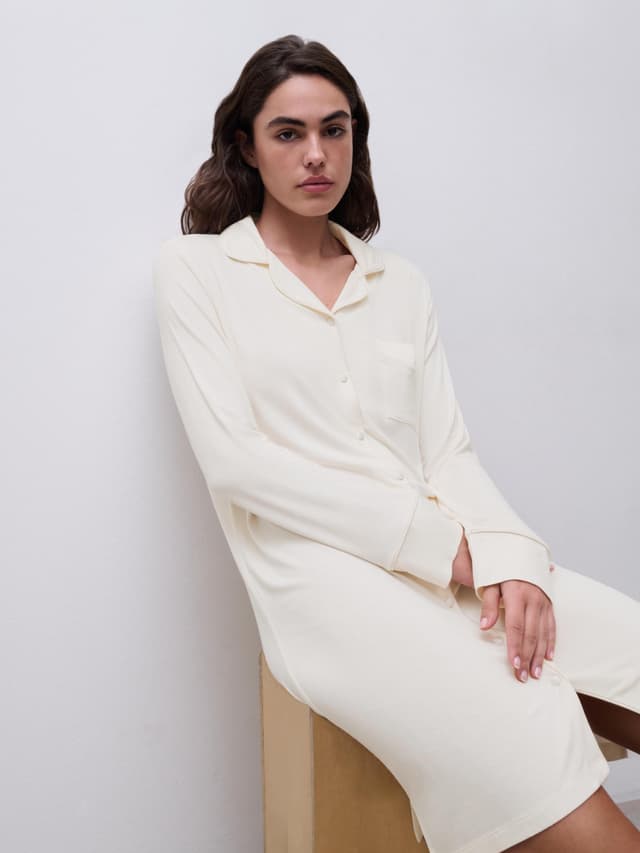 Chantelle Chemise De Nuit Manche Longue - Aigrette - Daisy