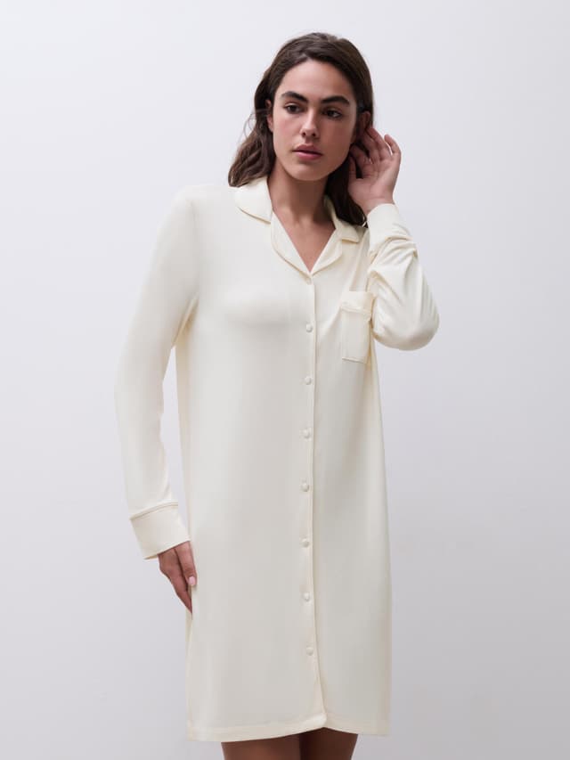 chantelle Chemise de nuit manche longue - Aigrette - Daisy