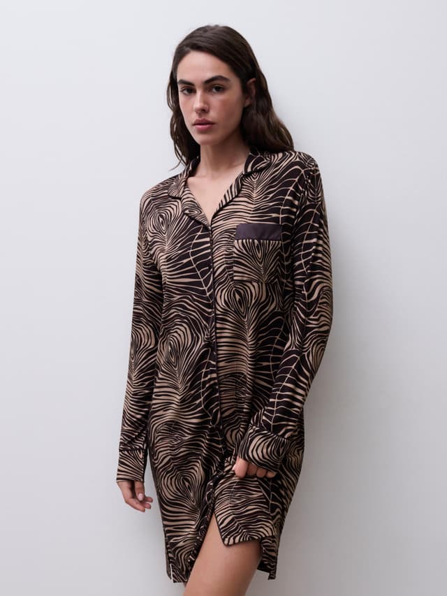 chantelle Chemise de nuit manche longue - Imprimé zébré - Daisy