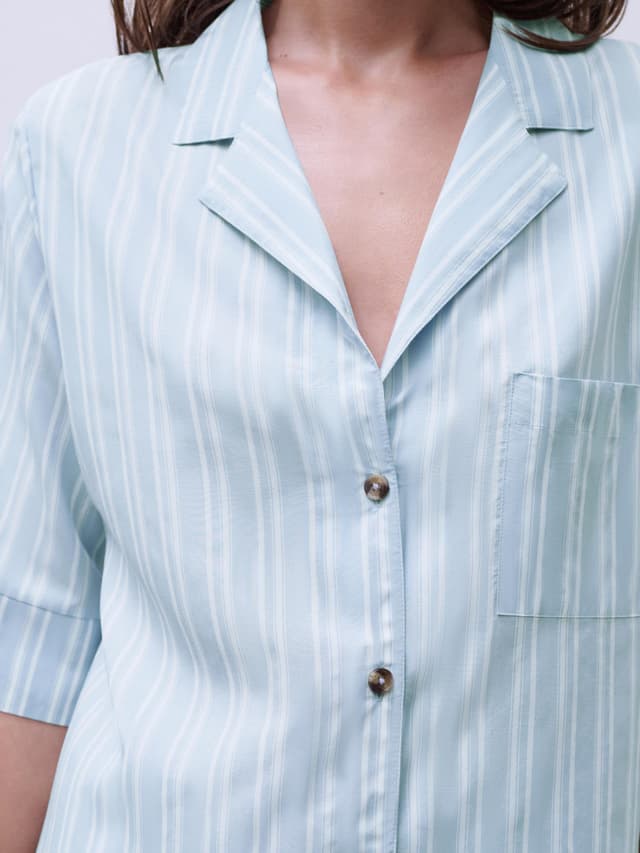 Chantelle Chemise Manches Courtes - Jacquard Blue - Myth