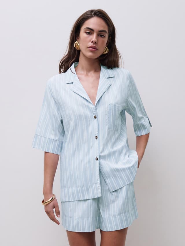 Chantelle Chemise Manches Courtes - Jacquard Blue - Myth