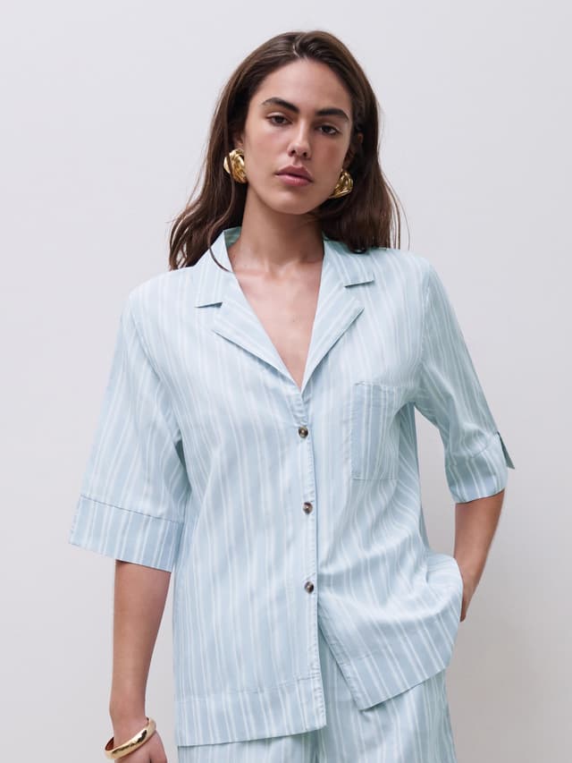 Chantelle Chemise Manches Courtes - Jacquard Blue - Myth