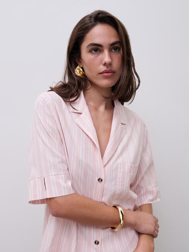 Chantelle Chemise Manches Courtes - Jacquard Pink - Myth