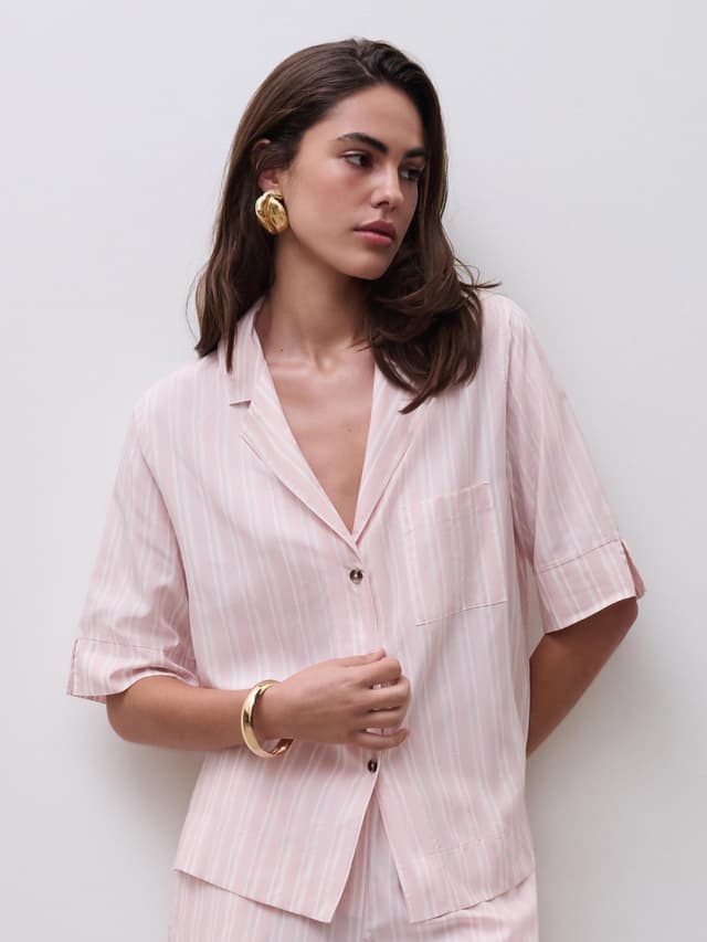 Chantelle Chemise Manches Courtes - Jacquard Pink - Myth