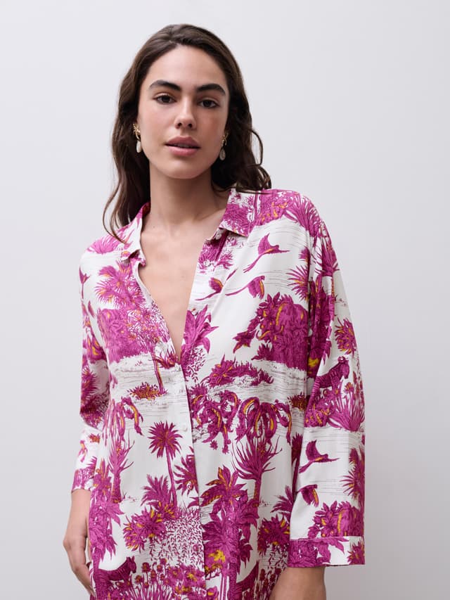 Chantelle Chemise Manches Longues - Jungle Blanche - Passionate