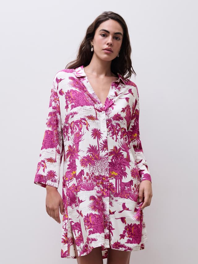 chantelle Chemise manches longues - Jungle blanche - Passionate